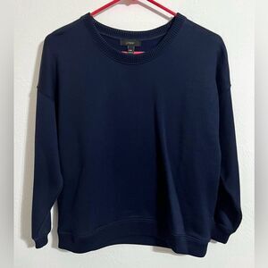 J. Crew navy blue luxe cropped sweatshirt with bracelet length sleeves, size XXS